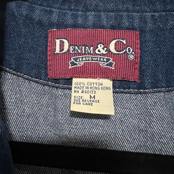 Denim&Co Vintage 90s Denim Chore Jacket Coat Size Medium Y2K - Picture 9 of 13